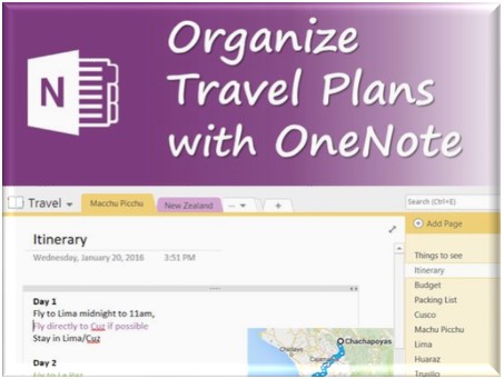 How I use OneNote to Organize my Travels